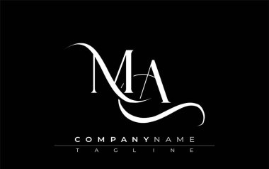 Baş MA Logo Tasarım Vektörü. Dekoratif Elementler ve Typography ile Zarif Monogram Logo Tasarımı