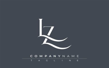 İlk LZ Logo Tasarım Vektörü. Dekoratif Elementler ve Typography ile Zarif Monogram Logo Tasarımı
