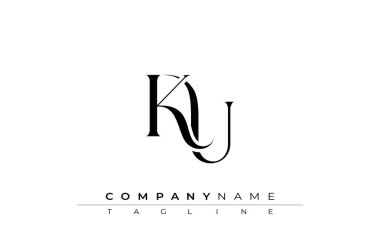İlk KU Logo Tasarım Vektörü. Dekoratif Elementler ve Typography ile Zarif Monogram Logo Tasarımı