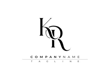 İlk KR Logo Tasarım Vektörü. Dekoratif Elementler ve Typography ile Zarif Monogram Logo Tasarımı