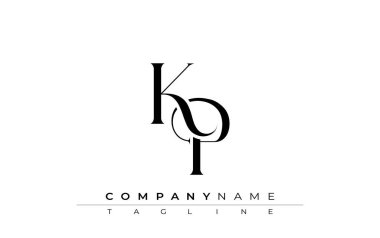 İlk KP Logo Tasarım Vektörü. Dekoratif Elementler ve Typography ile Zarif Monogram Logo Tasarımı