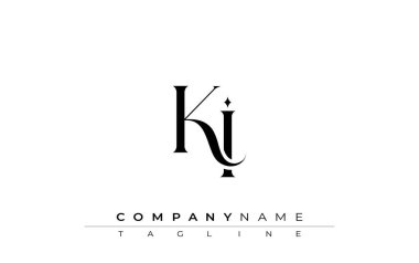 İlk KI Logo Tasarım Vektörü. Dekoratif Elementler ve Typography ile Zarif Monogram Logo Tasarımı