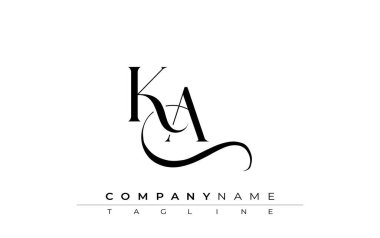 Baş harfleri KA Logo Tasarım Vektörü. Dekoratif Elementler ve Typography ile Zarif Monogram Logo Tasarımı
