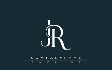 Baş harfleri JR Logo Tasarım Vektörü. Dekoratif Elementler ve Typography ile Zarif Monogram Logo Tasarımı