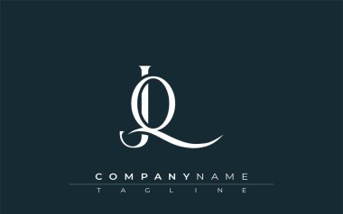 Baş harfleri JQ Logo Tasarım Vektörü. Dekoratif Elementler ve Typography ile Zarif Monogram Logo Tasarımı