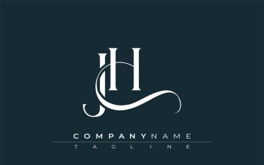Baş harfleri JH Logo Tasarım Vektörü. Dekoratif Elementler ve Typography ile Zarif Monogram Logo Tasarımı
