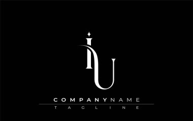İlk IU Logo Tasarım Vektörü. Dekoratif Elementler ve Typography ile Zarif Monogram Logo Tasarımı