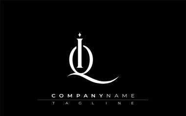 İlk IQ Logo Tasarım Vektörü. Dekoratif Elementler ve Typography ile Zarif Monogram Logo Tasarımı