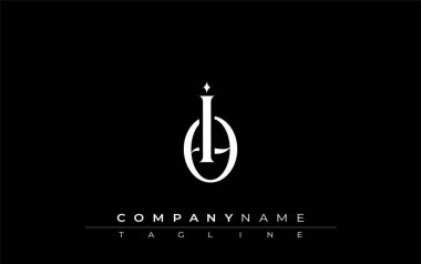 İlk IO Logo Tasarım Vektörü. Dekoratif Elementler ve Typography ile Zarif Monogram Logo Tasarımı