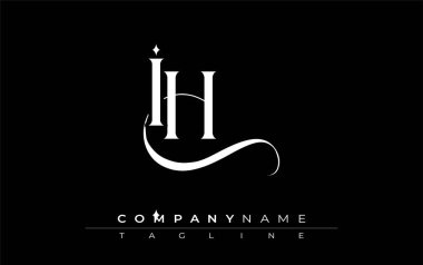İlk IH Logo Tasarım Vektörü. Dekoratif Elementler ve Typography ile Zarif Monogram Logo Tasarımı