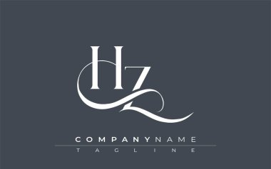 İlk HZ Logo Tasarım Vektörü. Dekoratif Elementler ve Typography ile Zarif Monogram Logo Tasarımı
