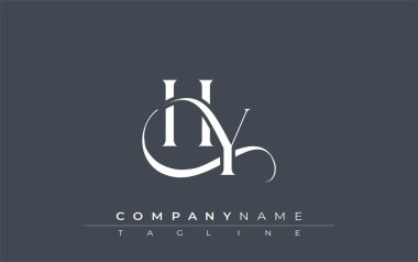 İlk HY Logo Tasarım Vektörü. Dekoratif Elementler ve Typography ile Zarif Monogram Logo Tasarımı