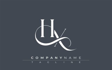 İlk HX Logo Tasarım Vektörü. Dekoratif Elementler ve Typography ile Zarif Monogram Logo Tasarımı