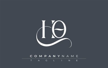 İlk HO Logo Tasarım Vektörü. Dekoratif Elementler ve Typography ile Zarif Monogram Logo Tasarımı