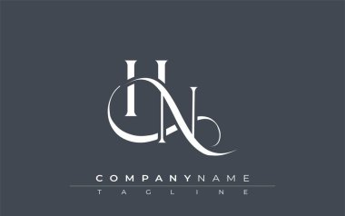 İlk HN Logo Tasarım Vektörü. Dekoratif Elementler ve Typography ile Zarif Monogram Logo Tasarımı