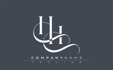 İlk HH Logo Tasarım Vektörü. Dekoratif Elementler ve Typography ile Zarif Monogram Logo Tasarımı