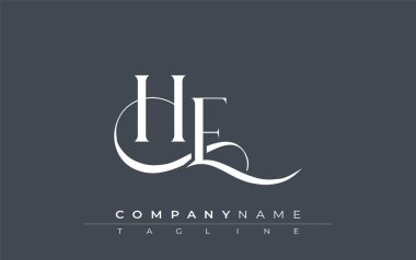 Baş harfleri He logo tasarım vektörü. Dekoratif Elementler ve Typography ile Zarif Monogram Logo Tasarımı