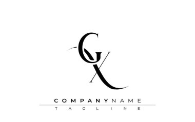 GX Logo Tasarım Vektörü. Dekoratif Elementler ve Typography ile Zarif Monogram Logo Tasarımı