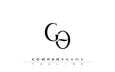 GO Logo Tasarım Vektörü. Dekoratif Elementler ve Typography ile Zarif Monogram Logo Tasarımı