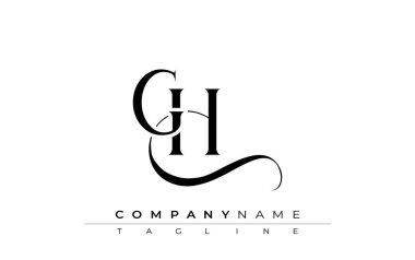 GH Logo Tasarım Vektörü. Dekoratif Elementler ve Typography ile Zarif Monogram Logo Tasarımı