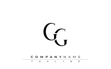 Baş GG Logo Tasarım Vektörü. Dekoratif Elementler ve Typography ile Zarif Monogram Logo Tasarımı