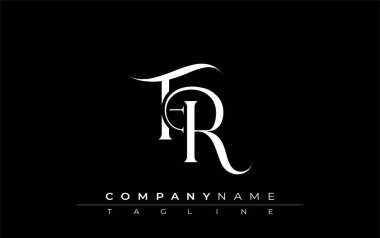 İlk FR Logo Tasarım Vektörü. Dekoratif Elementler ve Typography ile Zarif Monogram Logo Tasarımı