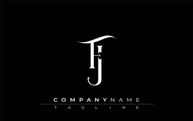 Baş harfleri FJ Logo Tasarım Vektörü. Dekoratif Elementler ve Typography ile Zarif Monogram Logo Tasarımı