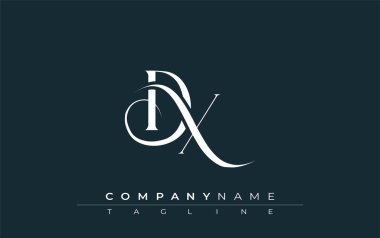 İlk DX Logo Tasarım Vektörü. Dekoratif Elementler ve Typography ile Zarif Monogram Logo Tasarımı