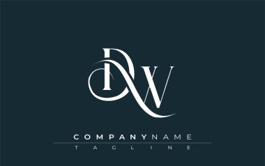 İlk DW Logo Tasarım Vektörü. Dekoratif Elementler ve Typography ile Zarif Monogram Logo Tasarımı