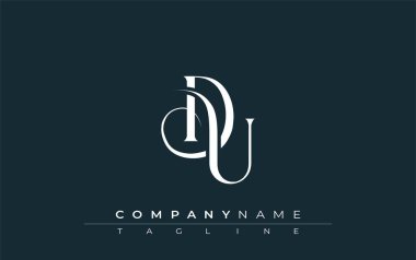 İlk DU Logo Tasarım Vektörü. Dekoratif Elementler ve Typography ile Zarif Monogram Logo Tasarımı