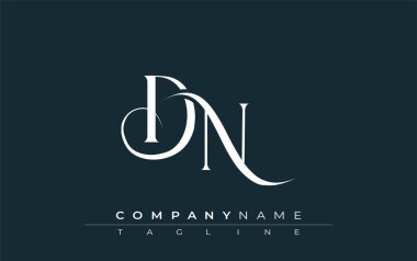 İlk DN Logo Tasarım Vektörü. Dekoratif Elementler ve Typography ile Zarif Monogram Logo Tasarımı
