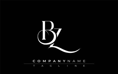 İlk BZ Logo Tasarım Vektörü. Dekoratif Elementler ve Typography ile Zarif Monogram Logo Tasarımı
