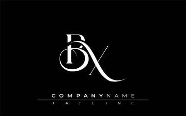 İlk BX Logo Tasarım Vektörü. Dekoratif Elementler ve Typography ile Zarif Monogram Logo Tasarımı