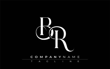 İlk olarak BR Logo Tasarım Vektörü. Dekoratif Elementler ve Typography ile Zarif Monogram Logo Tasarımı