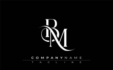 İlk BM Logo Tasarım Vektörü. Dekoratif Elementler ve Typography ile Zarif Monogram Logo Tasarımı