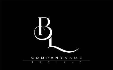 İlk BL Logo Tasarım Vektörü. Dekoratif Elementler ve Typography ile Zarif Monogram Logo Tasarımı