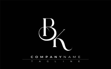 İlk BK Logo Tasarım Vektörü. Dekoratif Elementler ve Typography ile Zarif Monogram Logo Tasarımı