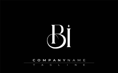 İlk olarak BI Logo Tasarım Vektörü. Dekoratif Elementler ve Typography ile Zarif Monogram Logo Tasarımı
