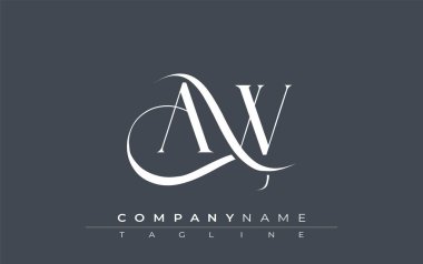 İlk AW Logo Tasarım Vektörü. Dekoratif Elementler ve Typography ile Zarif Monogram Logo Tasarımı