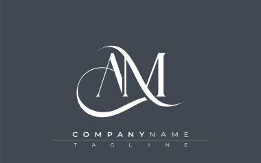 AM Logo Tasarım Vektörü. Dekoratif Elementler ve Typography ile Zarif Monogram Logo Tasarımı