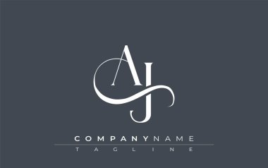 Baş AJ Logo Tasarım Vektörü. Dekoratif Elementler ve Typography ile Zarif Monogram Logo Tasarımı