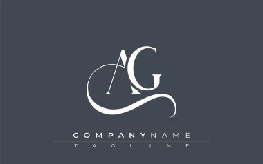 Baş AG Logo Tasarım Vektörü. Dekoratif Elementler ve Typography ile Zarif Monogram Logo Tasarımı