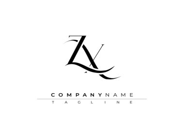 İlk ZX Logo Tasarım Vektörü. Dekoratif Elementler ve Typography ile Zarif Monogram Logo Tasarımı