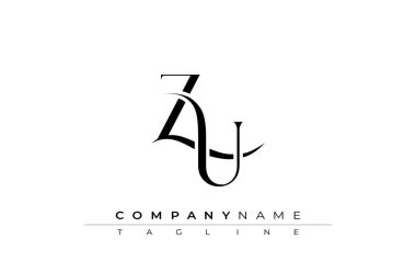 ZU Logo Tasarım Vektörü. Dekoratif Elementler ve Typography ile Zarif Monogram Logo Tasarımı