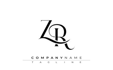 İlk ZR Logo Tasarım Vektörü. Dekoratif Elementler ve Typography ile Zarif Monogram Logo Tasarımı