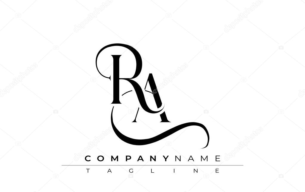 Initial RA Logo Design Vector. Elegant Monogram Logo Design with Decorative Elements and Typography