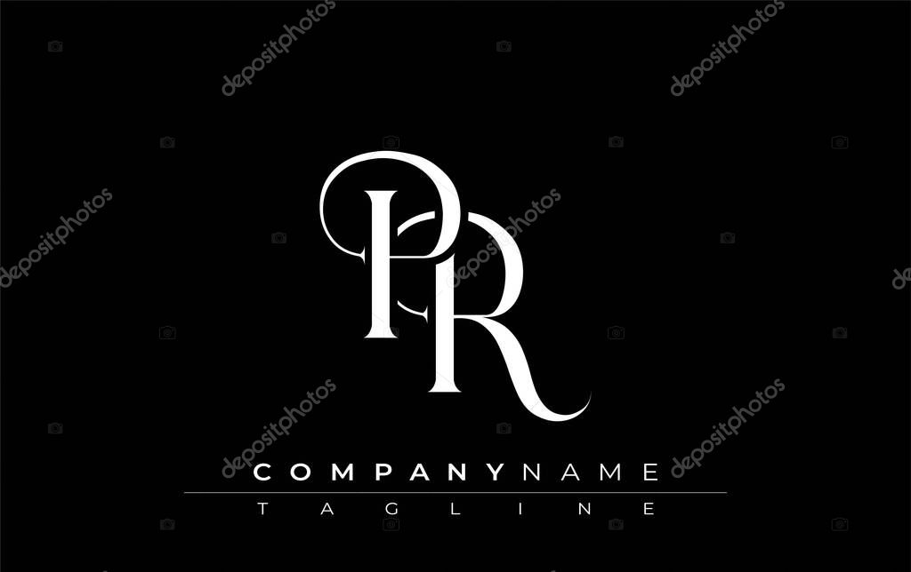 Initial PR Logo Design Vector. Elegant Monogram Logo Design with Decorative Elements and Typography