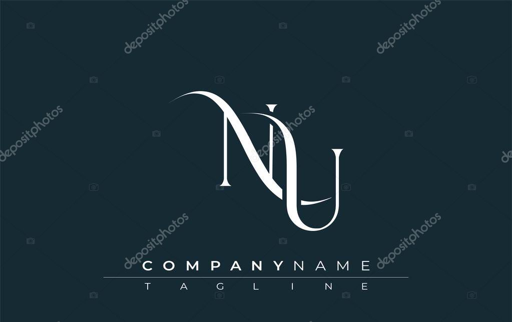 Initial NU Logo Design Vector. Elegant Monogram Logo Design with Decorative Elements and Typography
