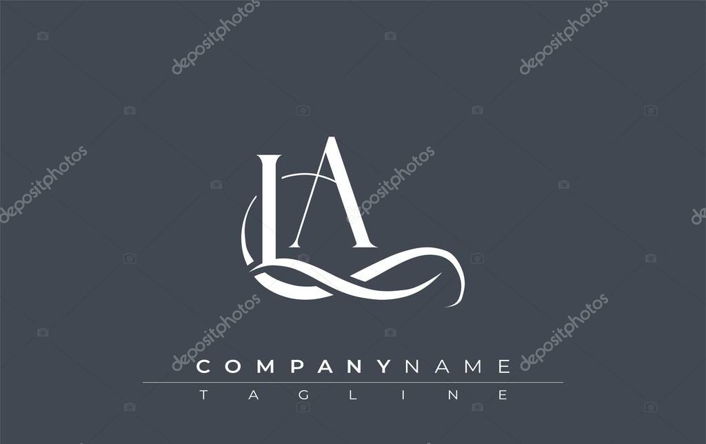Initial LA Logo Design Vector. Elegant Monogram Logo Design with Decorative Elements and Typography