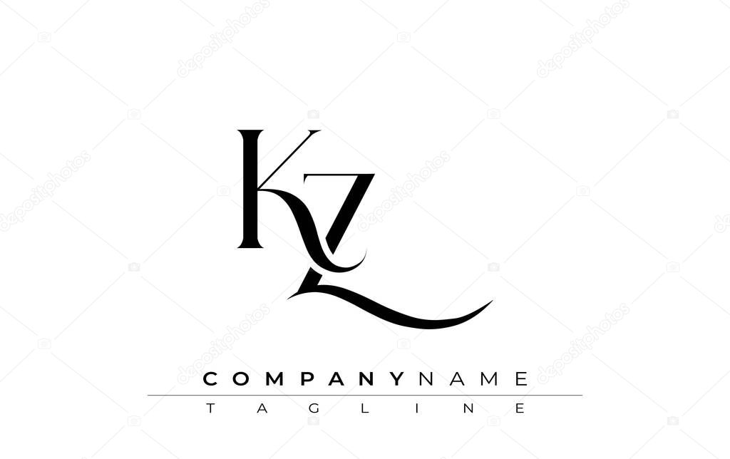 Initial KZ Logo Design Vector. Elegant Monogram Logo Design with Decorative Elements and Typography